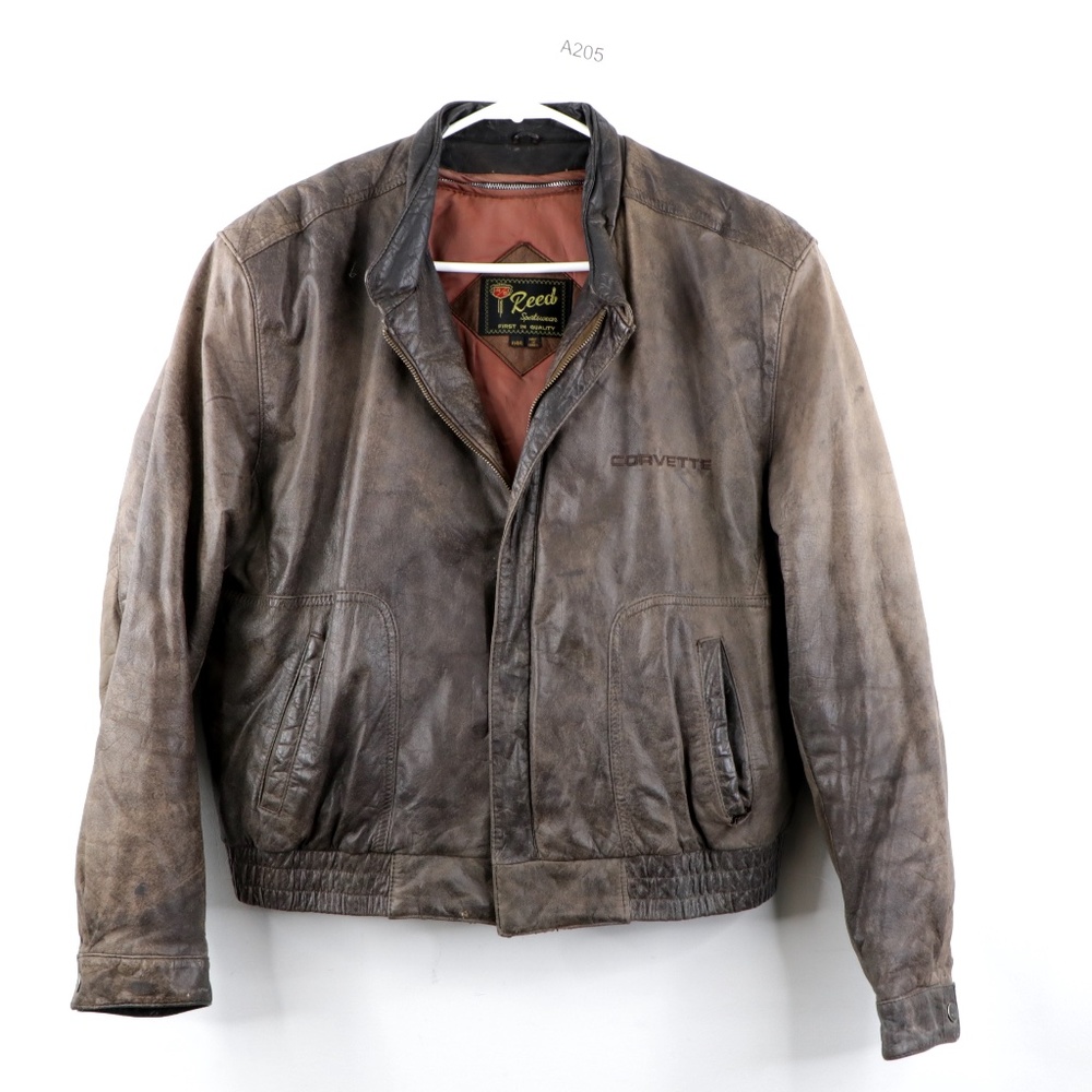 Vintage 90s Corvette Distressed Leather Jacket